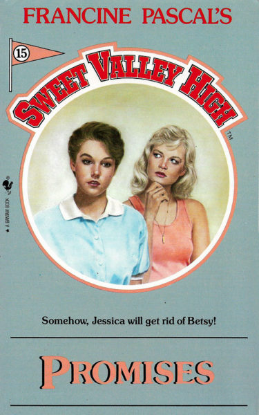 The cover is blueish grey with orange text - a particularly horrible combination and the text is harder to read because each colour is very muted, so they don't pop against each other. Standard porthole cover, with Trisha Martin standing in the foreground visible from the ribs up, she has short chestnut hair and dark eyes. She's wearing an oversized blue shirt with a white collar that makes her look like a maid (not sure how we're supposed to infer this is a hard-drinking slut from such prissy attire). No pose, arms at sides. Behind her, one of the twins stands with her hand on her chin, looking somewhere between thoughtful and murderous. The hair implies it's Liz, but the vicious look in her eye says Jessica. She's wearing an orange tank top.